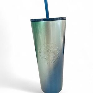 Starbucks Ombré Venti 24 oz Cold Cup Tumbler Green Blue Gradation Stainless